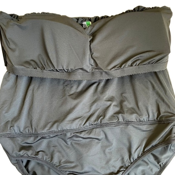 NWT J.Crew Draped Blouson One Piece Swimsuit Strapless Black Plus Size Sz 22 - Picture 10 of 16